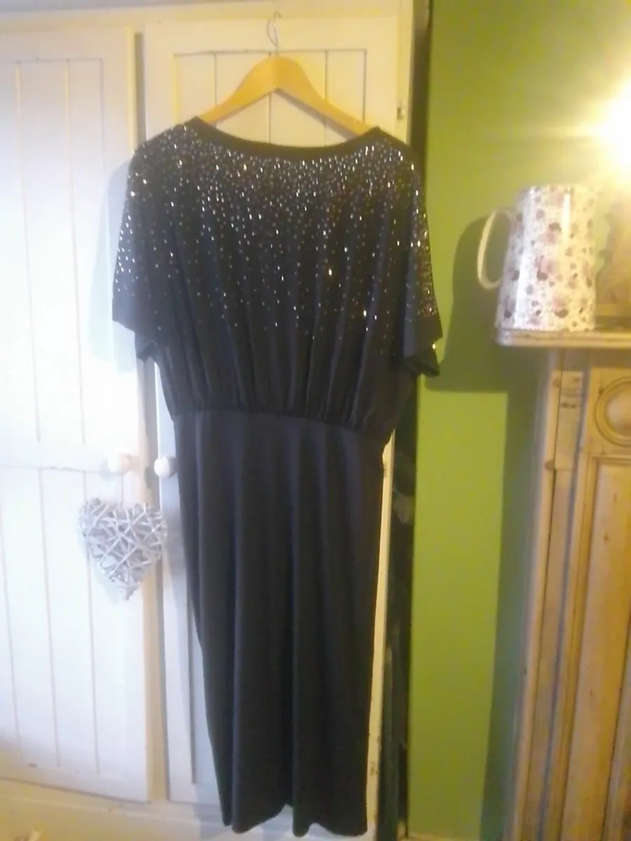 BIBA BLACK EMBELLISHED MIDI DRESS SIZE 16 NEW - Image 3