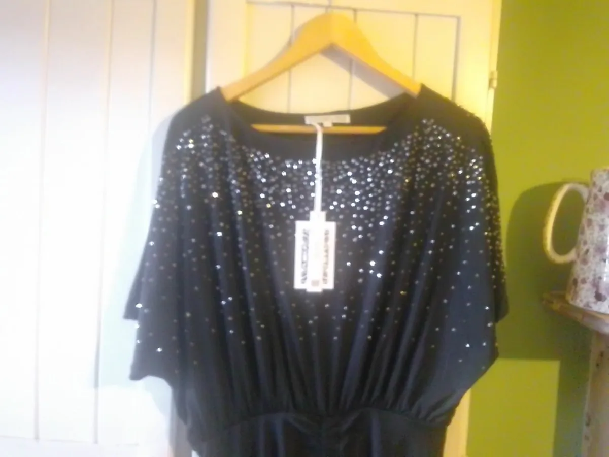 BIBA BLACK EMBELLISHED MIDI DRESS SIZE 16 NEW - Image 2