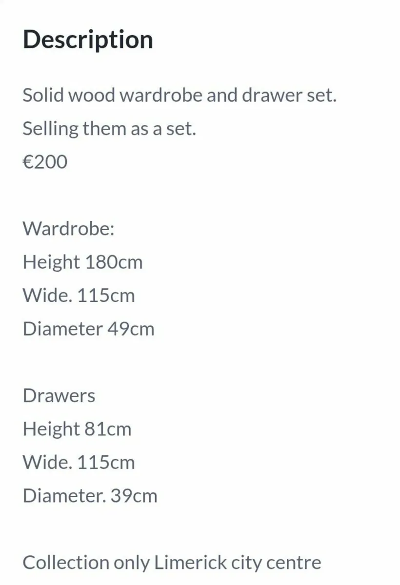 Wardrobe and drawer set - Image 2