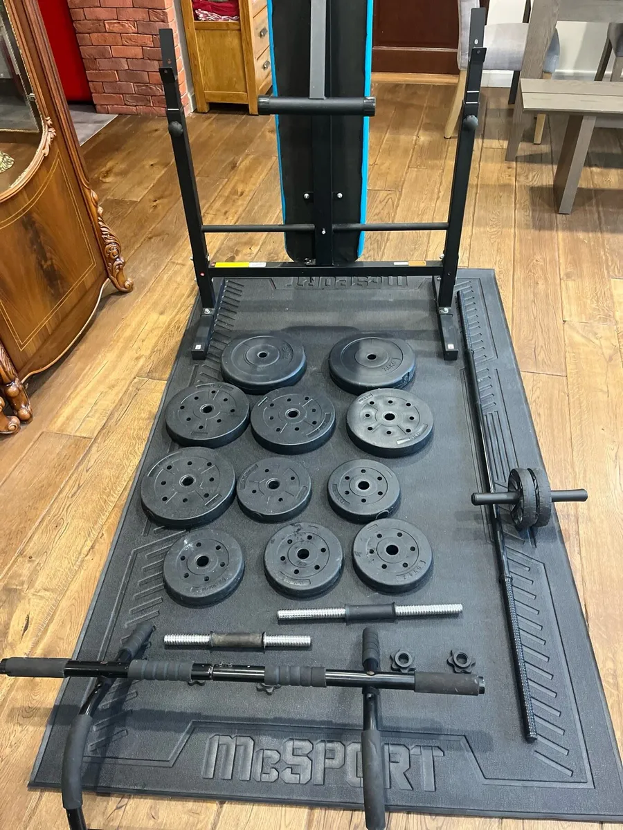 Bench pull up bar barbell dumbbells and weights - Image 4