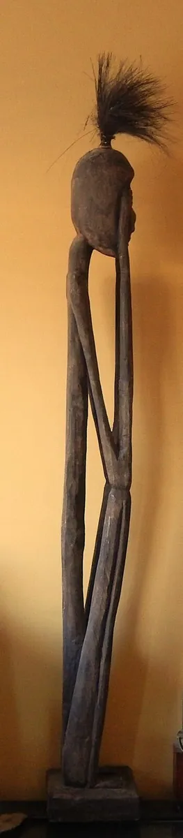 Large Hand Carved African Tribal Thinker Sculpture - Image 4