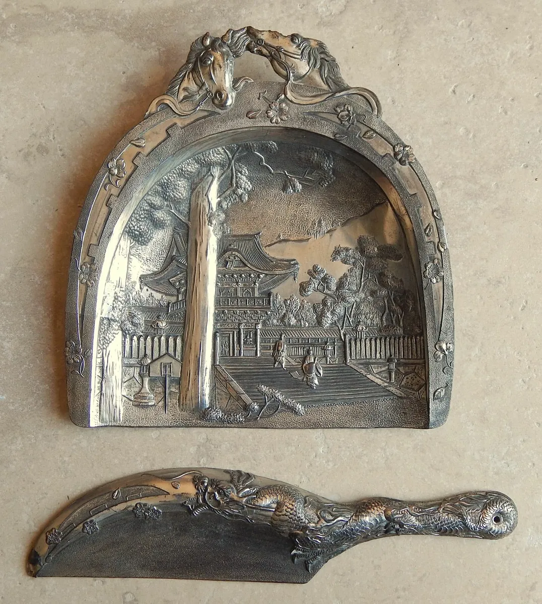 Japanese Silver Plated Crumb Catcher & Blade - Image 1