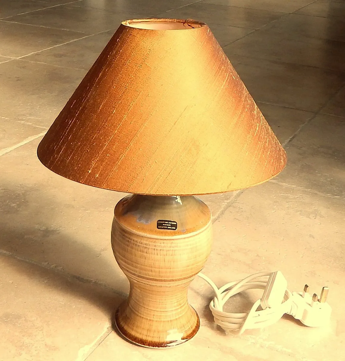 Stoneware Jackson Pottery Table Lamp & Silk Shade - Image 1