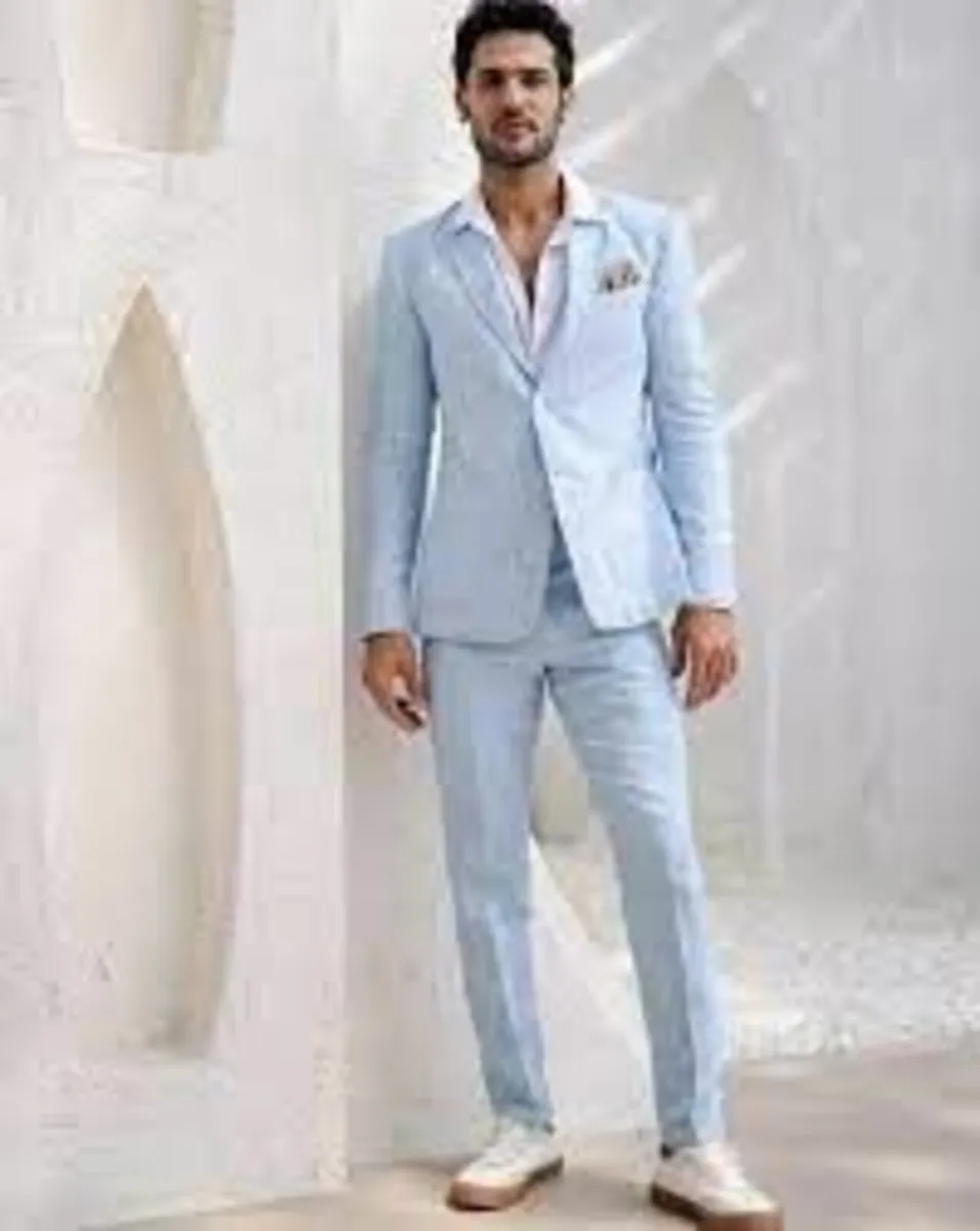 Peter Christian Seersucker Designer Wedding Suit. - Image 3