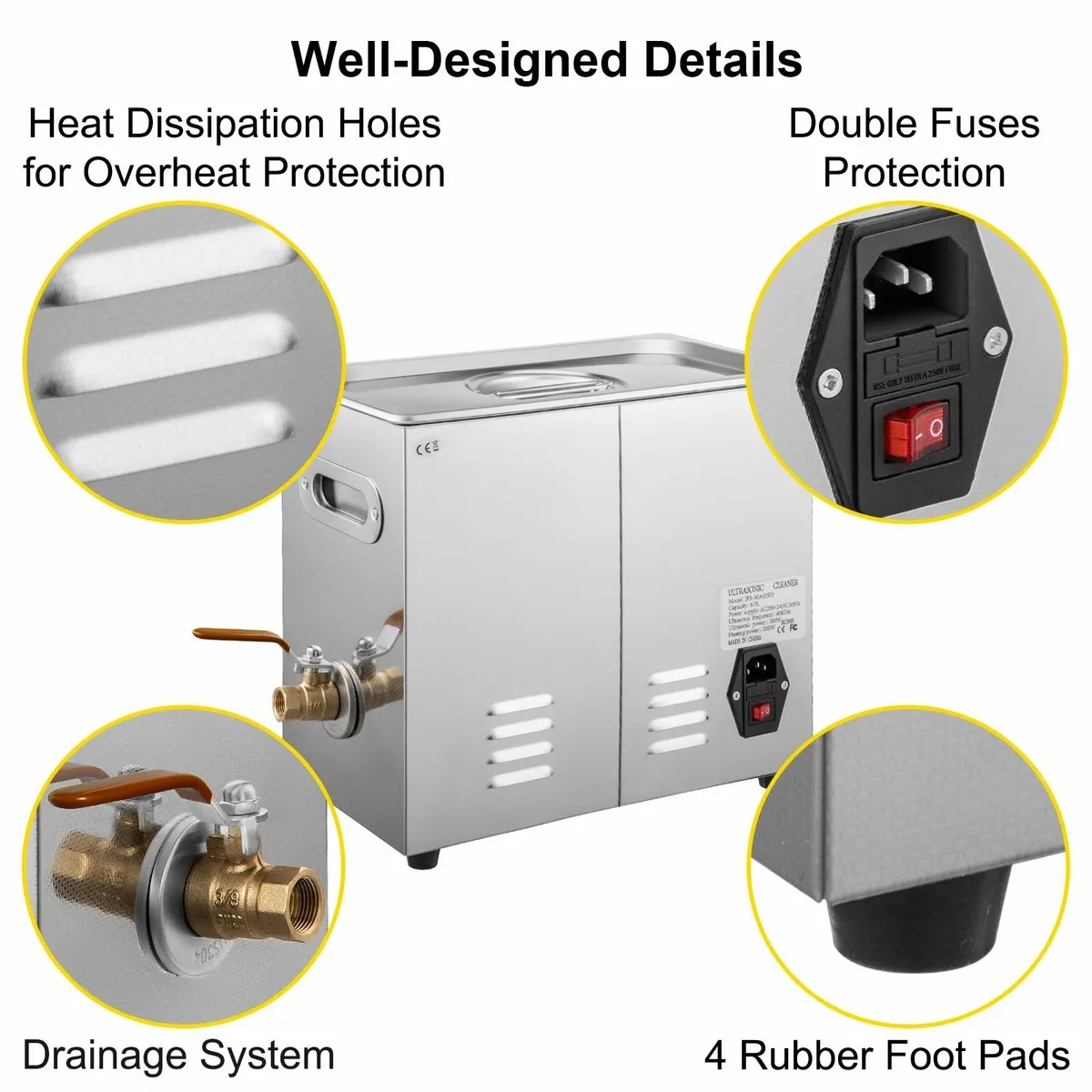 6L Ultrasonic Cleaner with Heating & Digital Timer - Image 4