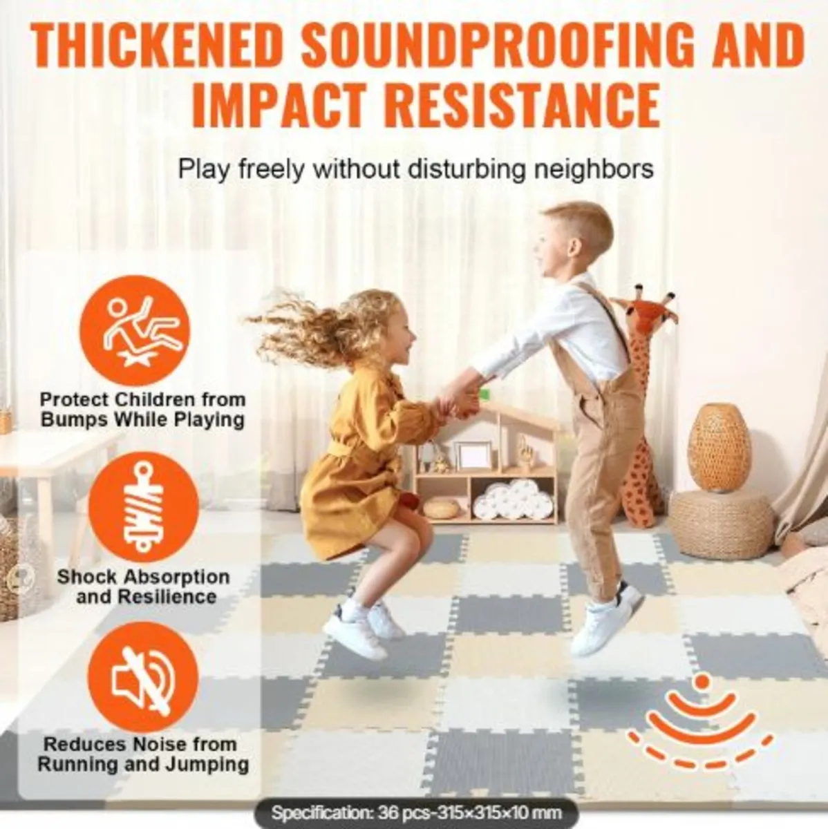 36 Tiles Kids Play Mat, 0.4 Inch Toddler Play Mat - Image 2