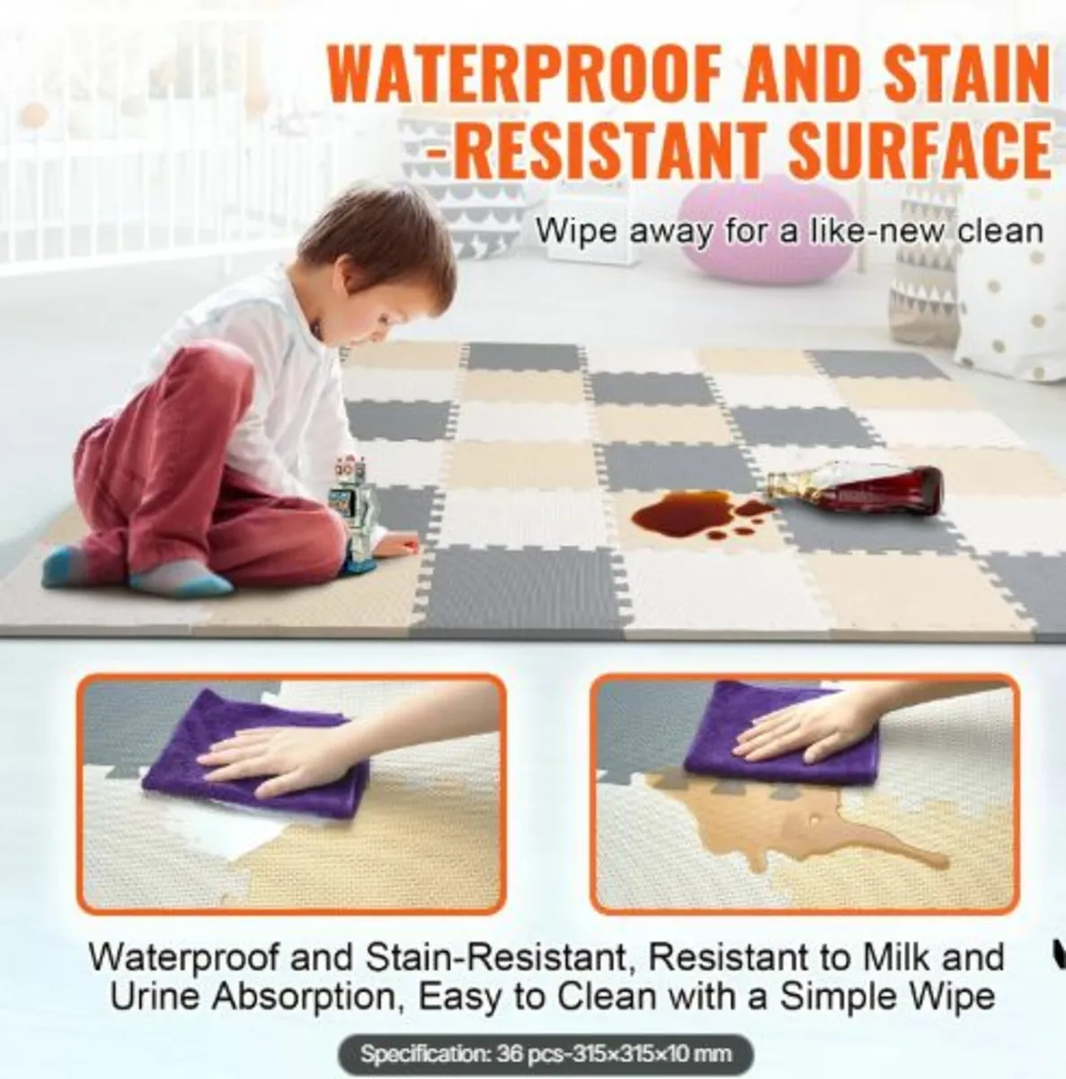 36 Tiles Kids Play Mat, 0.4 Inch Toddler Play Mat - Image 4