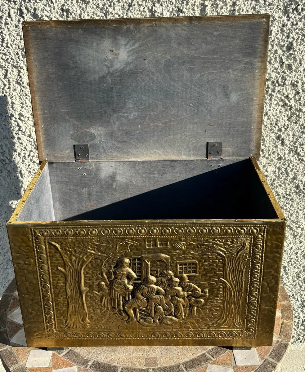 OLD BRASS-COVERED STORAGE BOX - Image 4
