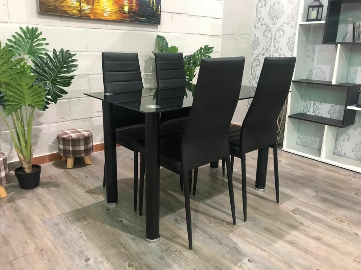✨ Christmas Offer! Black Glass Dining Table set ✨ - Image 1