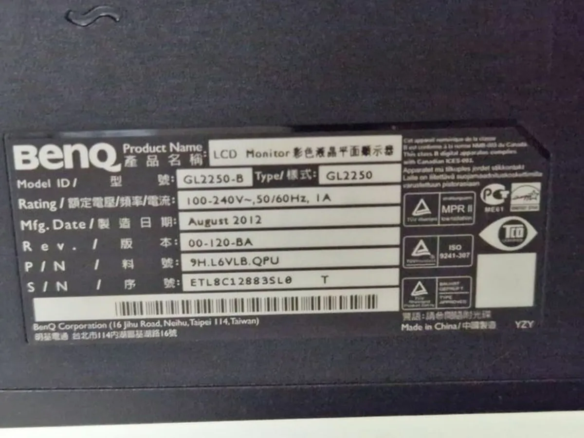 BENQ 21.5 inch Monitor, Model GL2250-B - Image 4