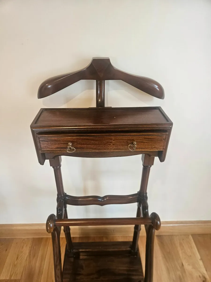 Vintage Mahogany Gentleman’s Valet Stand – Drawer, - Image 2