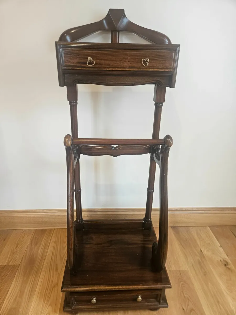 Vintage Mahogany Gentleman’s Valet Stand – Drawer, - Image 3