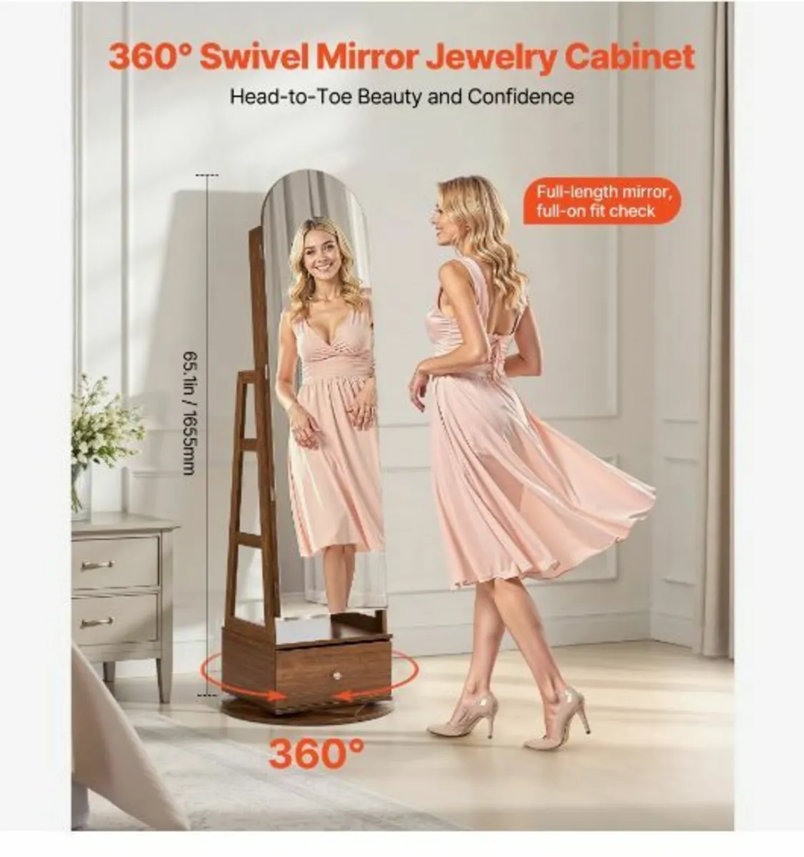 360° Swivel Jewelry Cabinet - Image 3