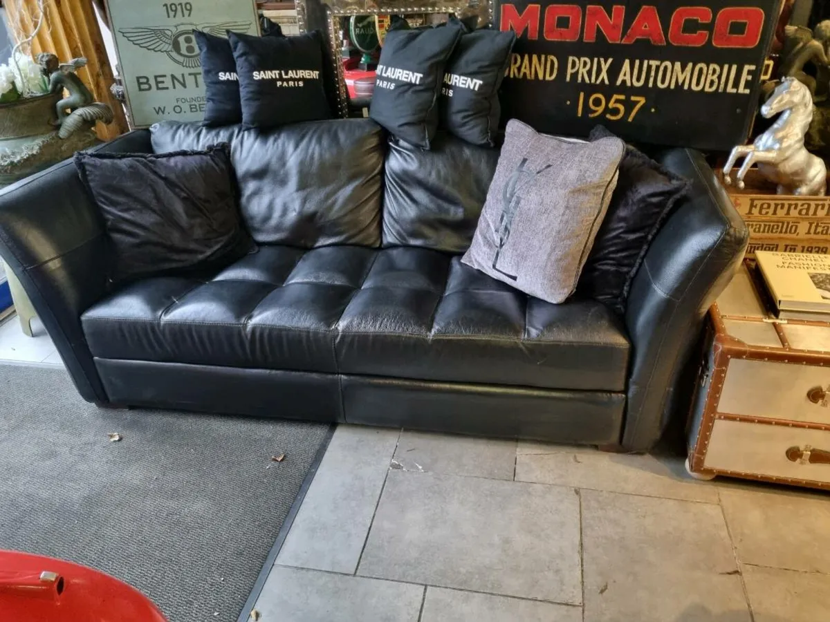Black leather sofa