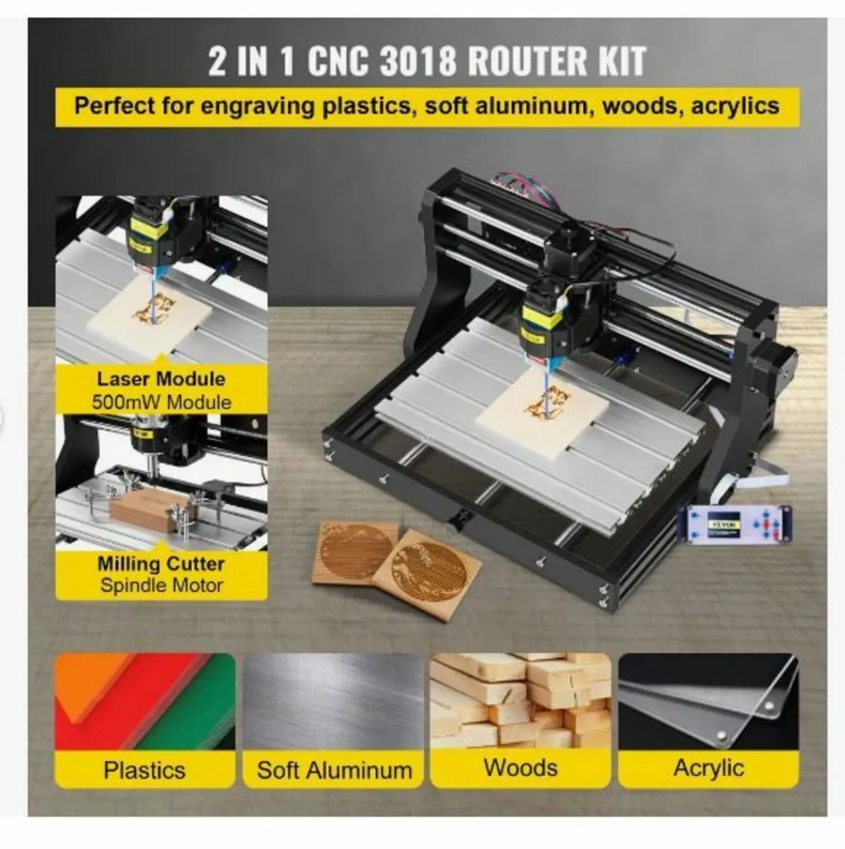 CNC 3018 Pro 500mw 300×180×45mm - Image 2