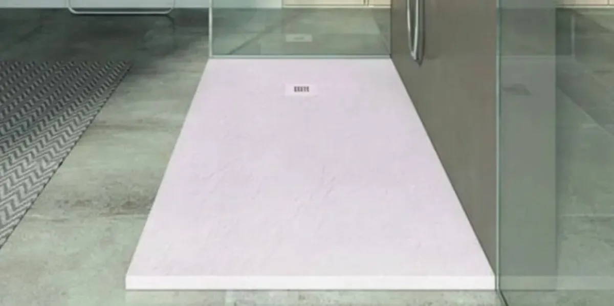 Premium Slate-Effect Shower Tray - 12x9 Off-White