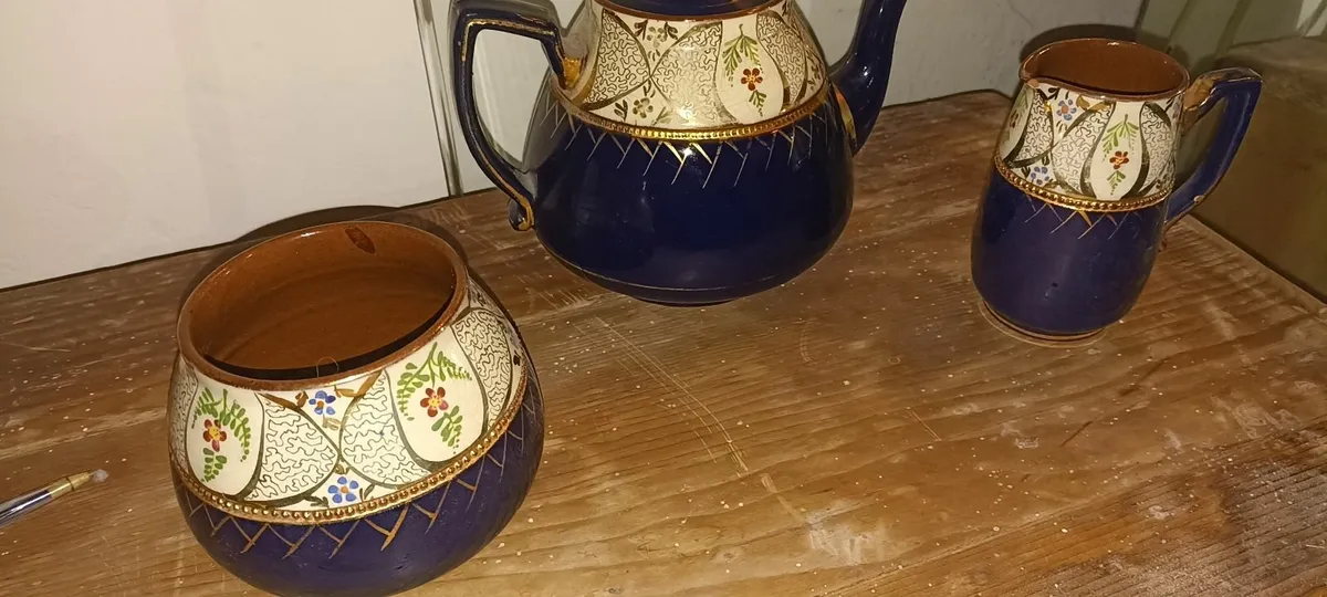 Old Ceramic Teapot & Sugar Basin. Milk Jug - Image 1