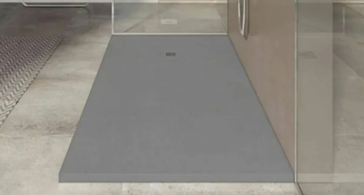 Premium Slate-Effect Shower Tray - 12x8 Cemento