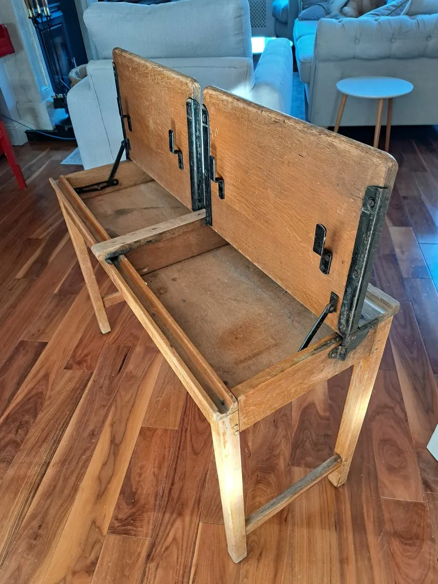 Vintage Double School Desk - Image 3
