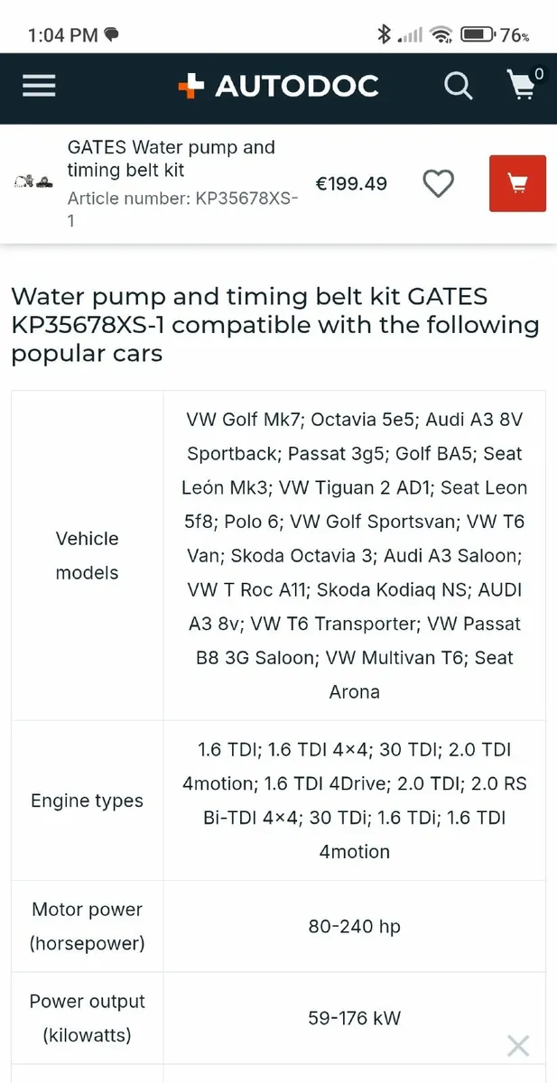 Timing belt kit - Image 1