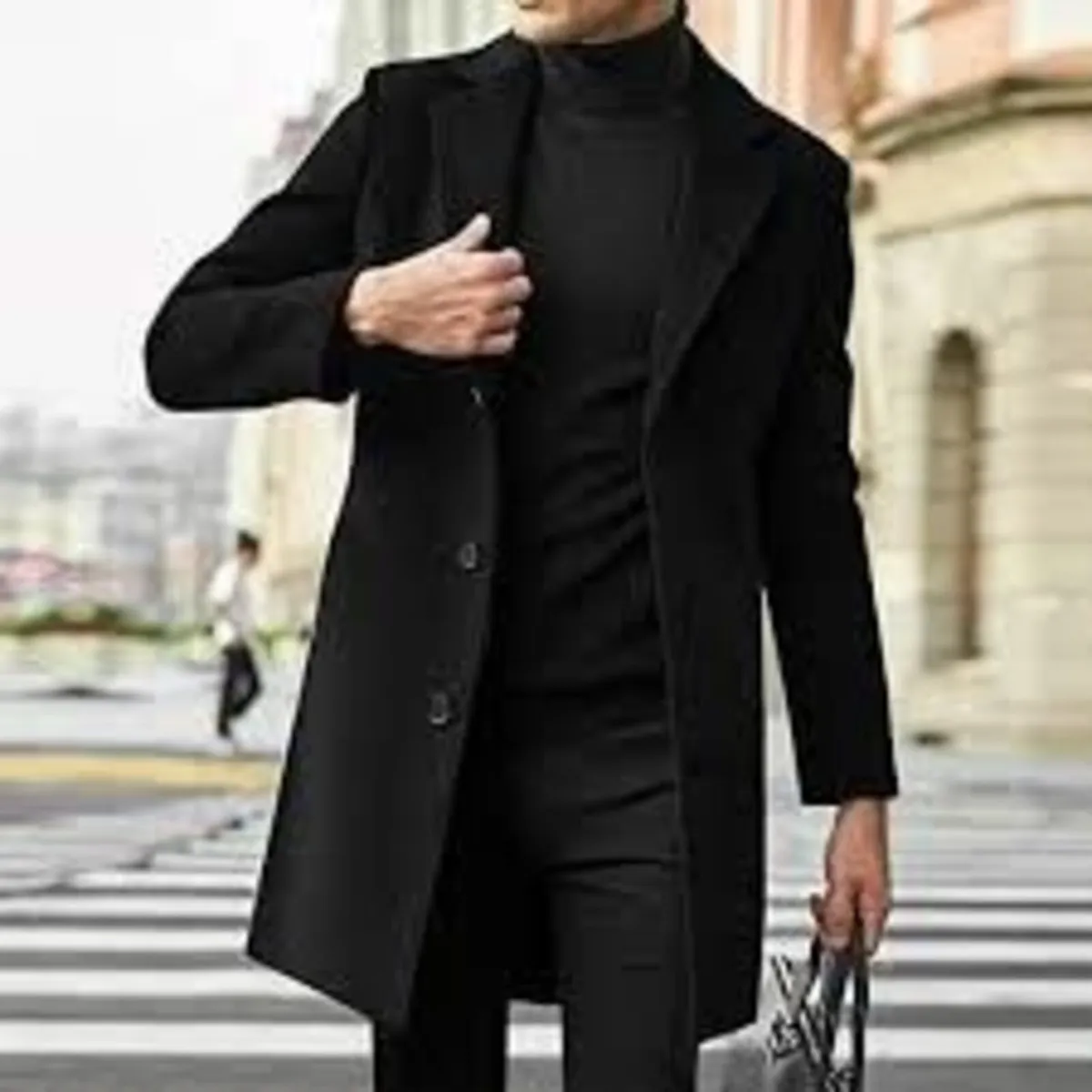 Designer Luxury Black Overcoat (For All Weather). - Image 1