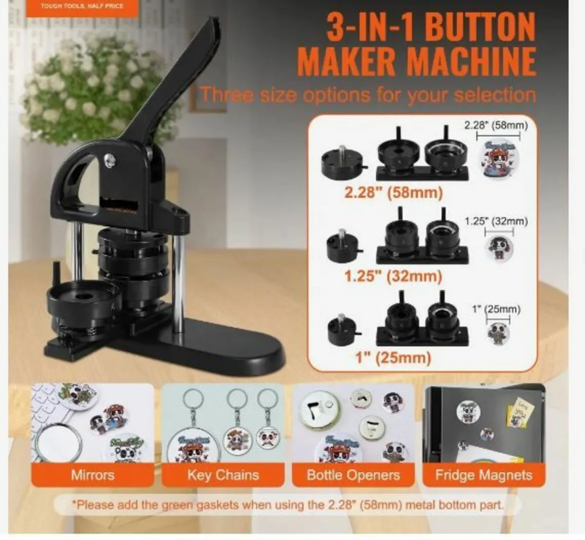Button Maker Machine, 1/1.25/2.28 inch(25/32/58mm - Image 3