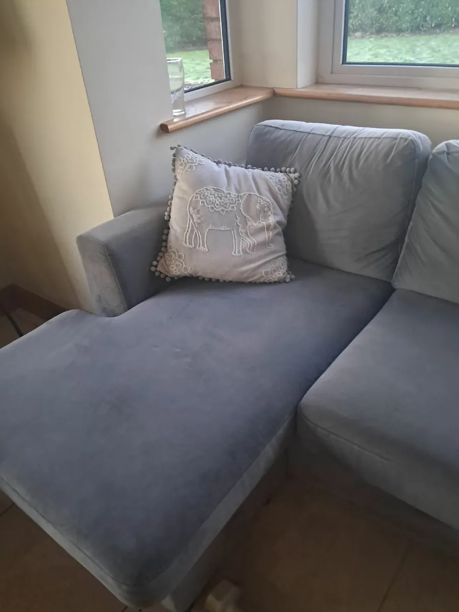 3 seater Grey Sofa with leg rest - Image 2