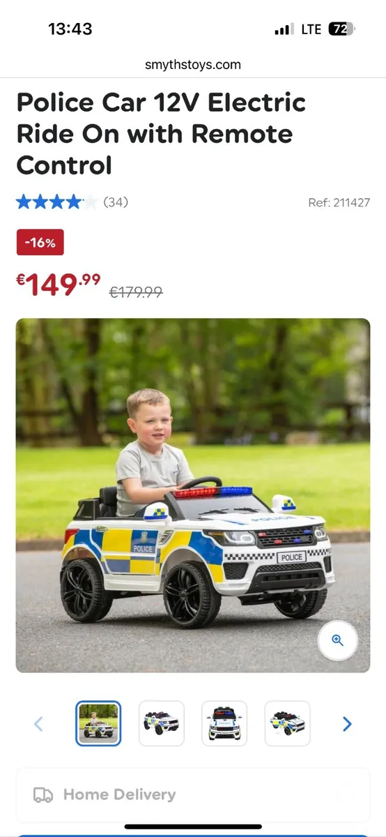 Police Car 12V Electric Ride On with Remote Contro - Image 3