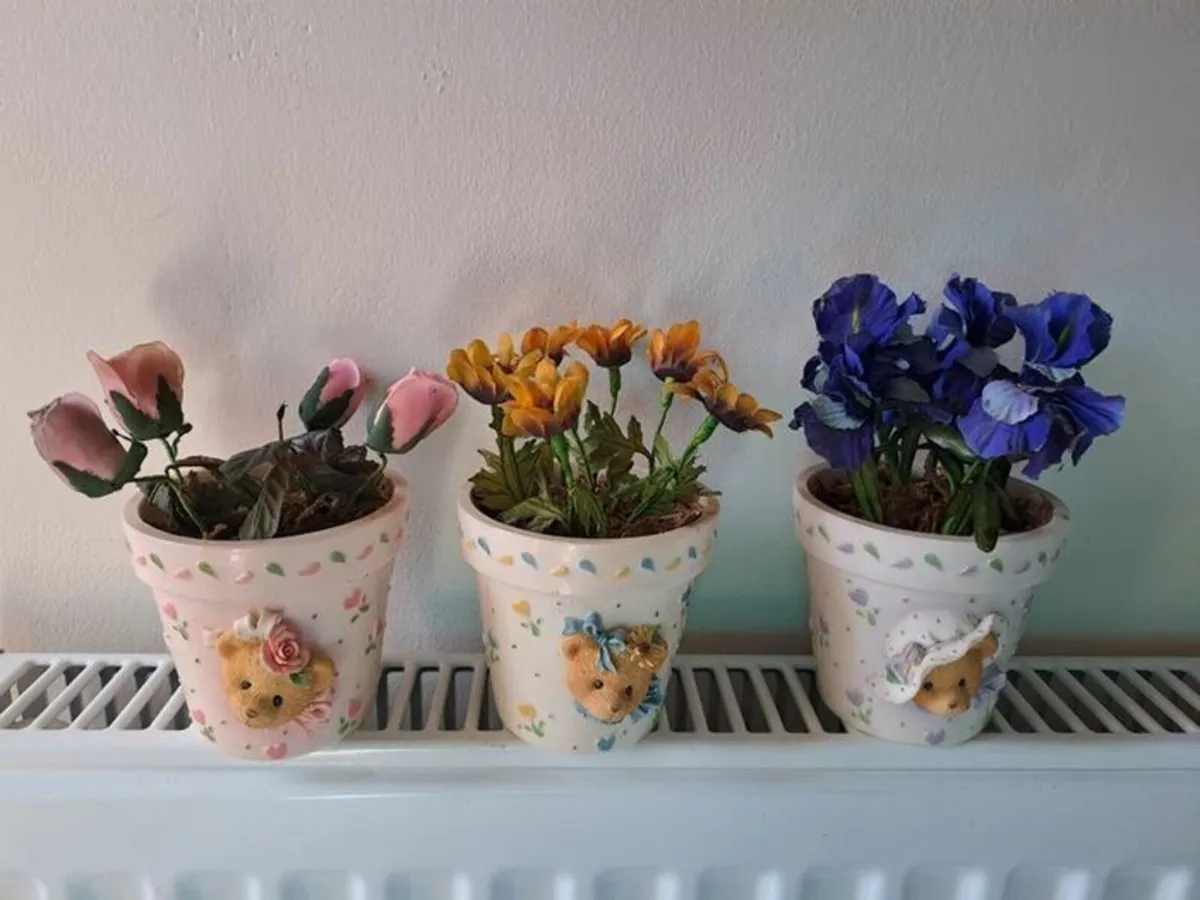 Cherished Teddies flower pots - Image 1