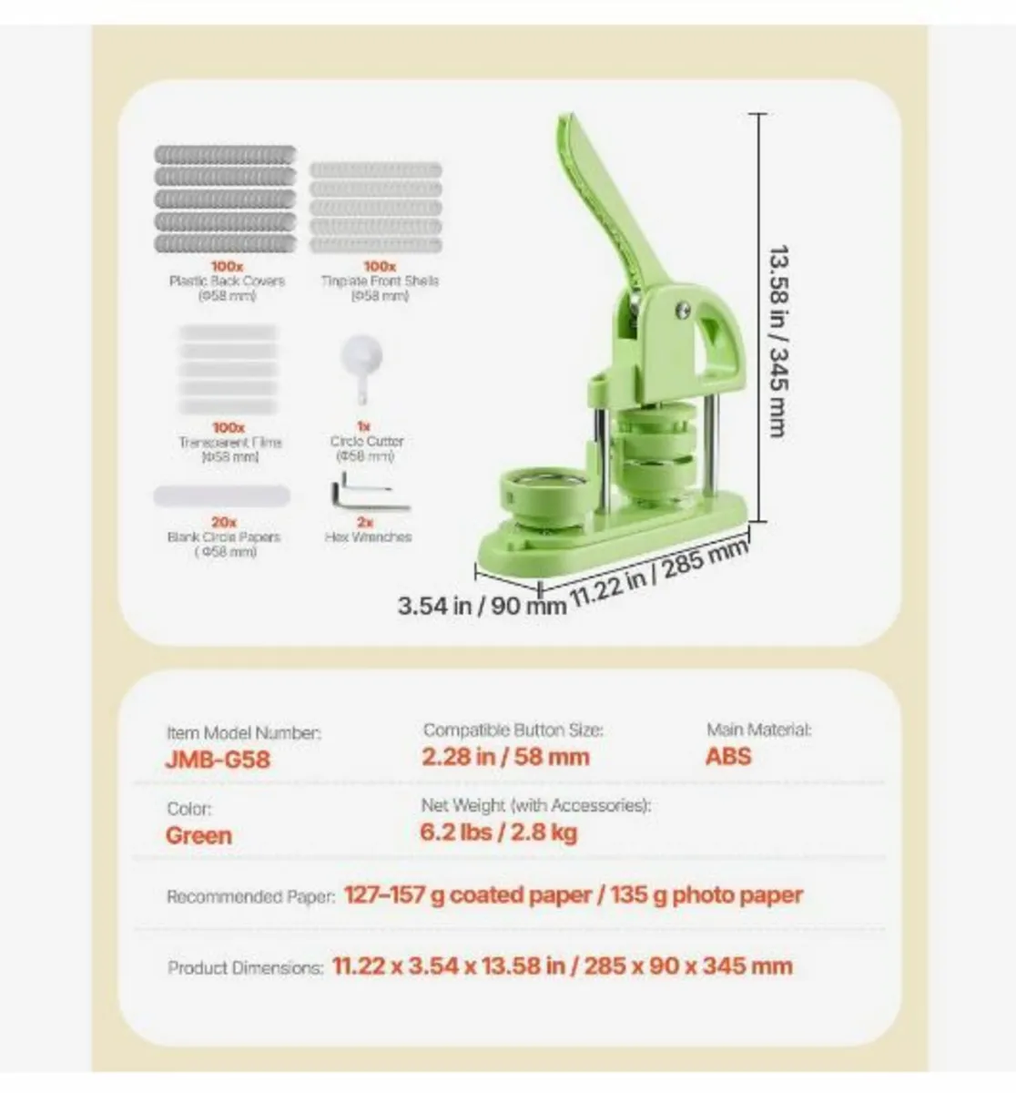 Button Maker Machine, 58 mm - Image 4