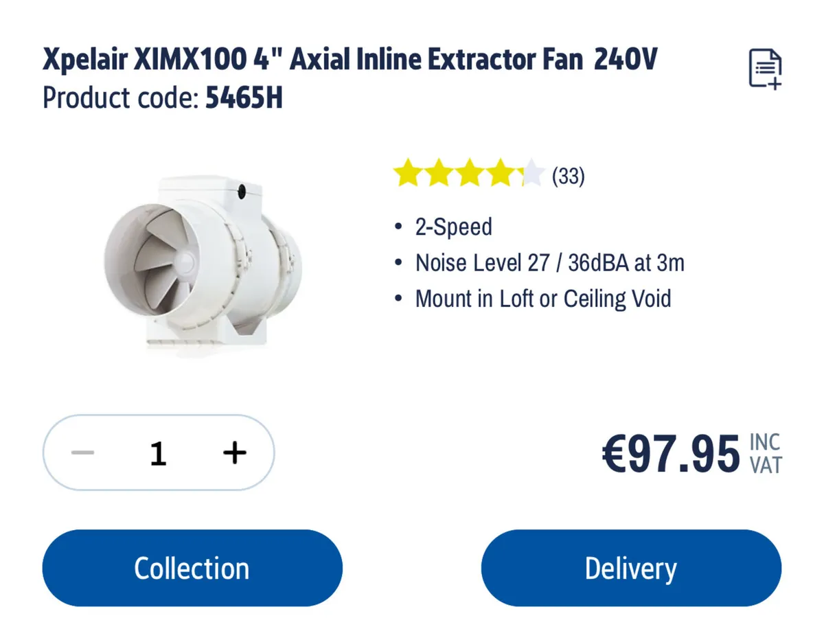 Inline Extractor Fan  Xpelair XIMX100 4” Axial - Image 2