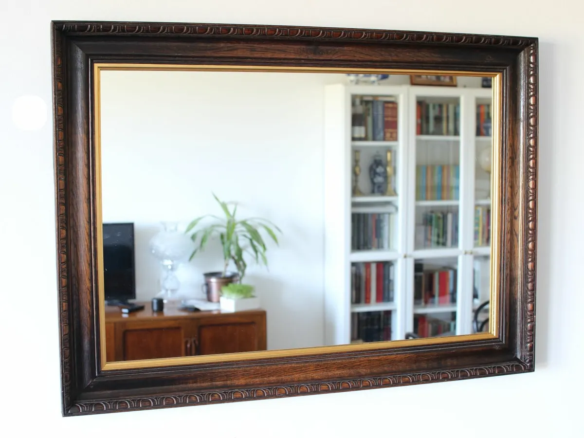 Antique Oak Mirror - Image 3