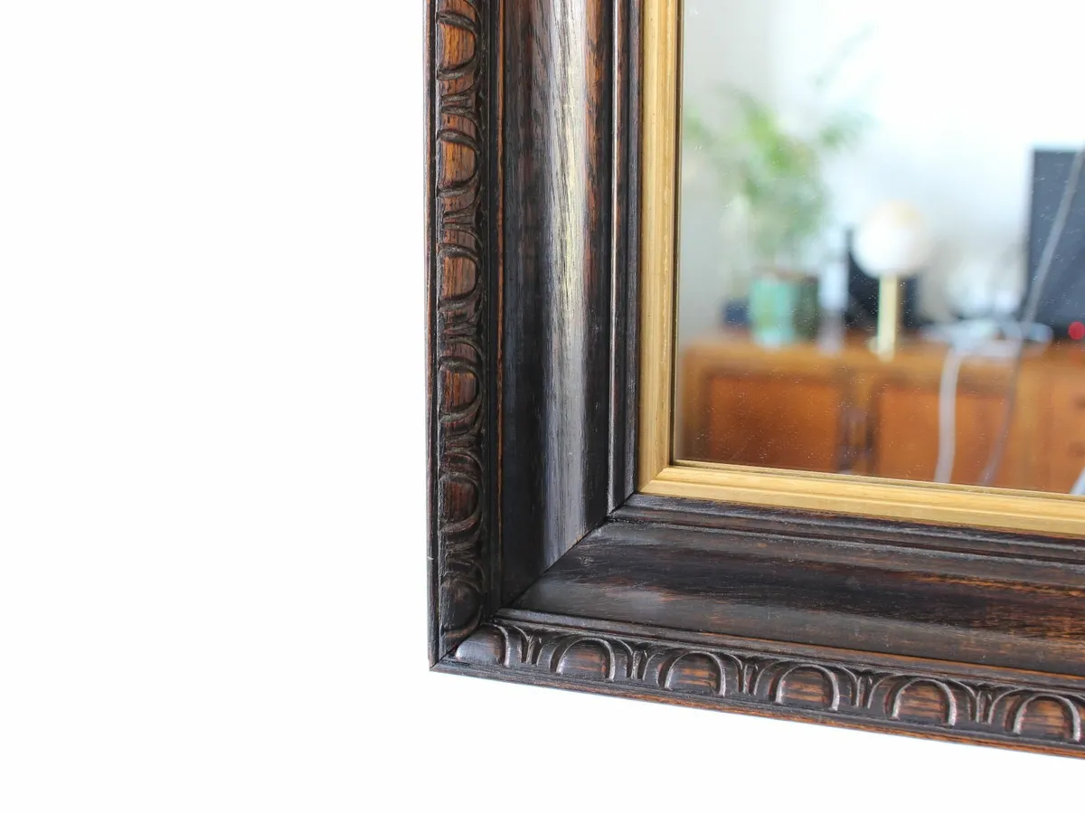 Antique Oak Mirror - Image 4