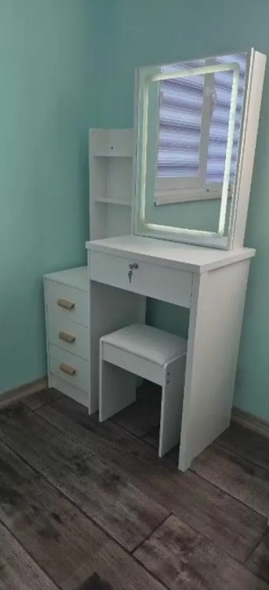 Dressing table & stool white LED vanity desk - Image 1