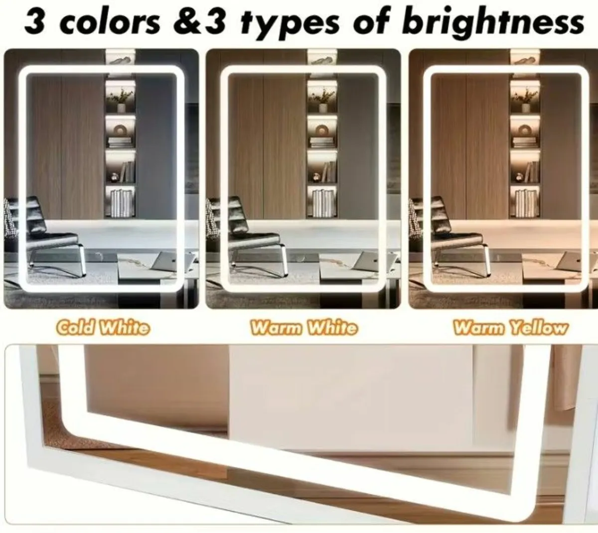 Dressing table & stool white LED vanity desk - Image 3