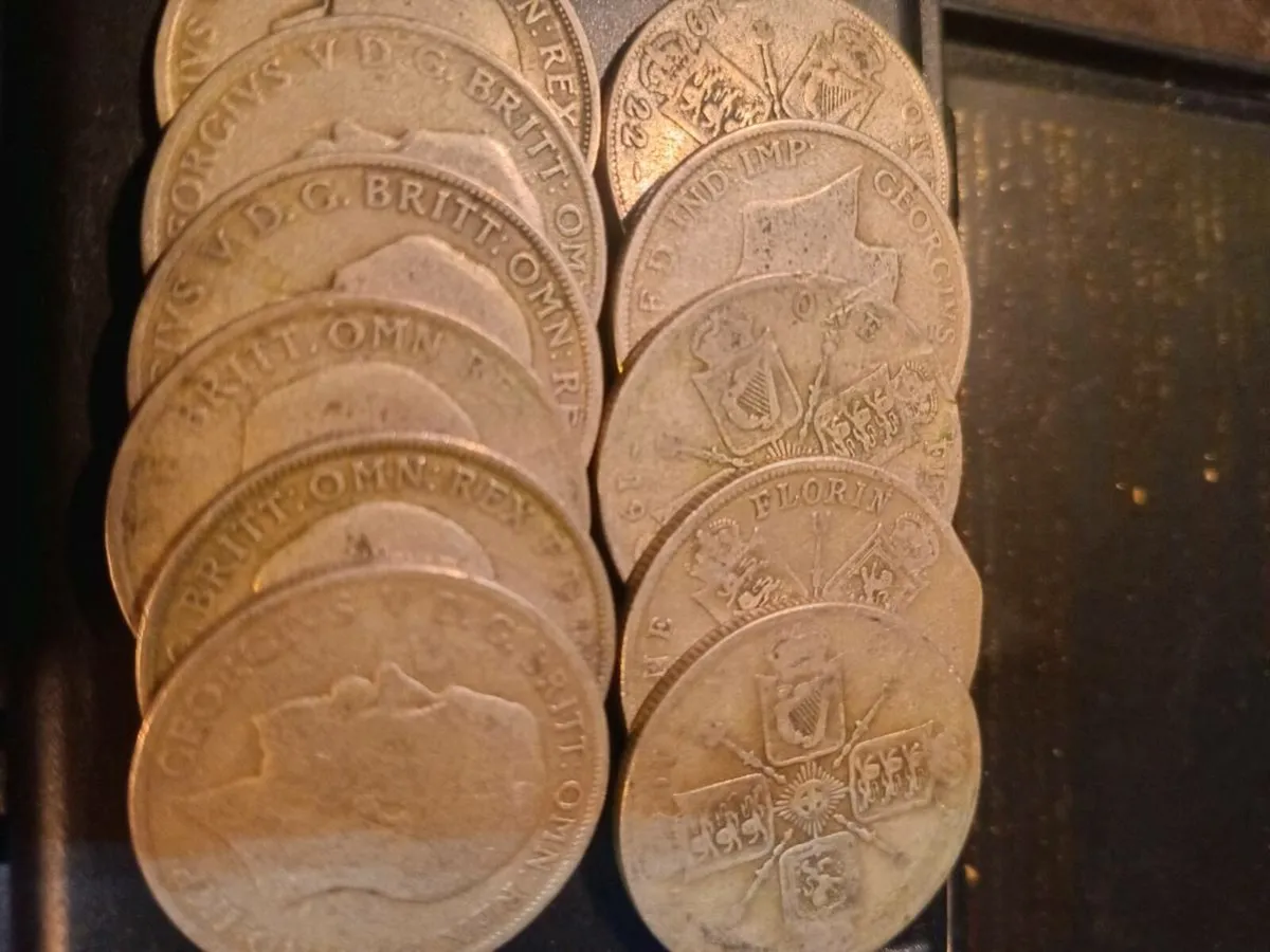 Silver coins halfcrowns and florins