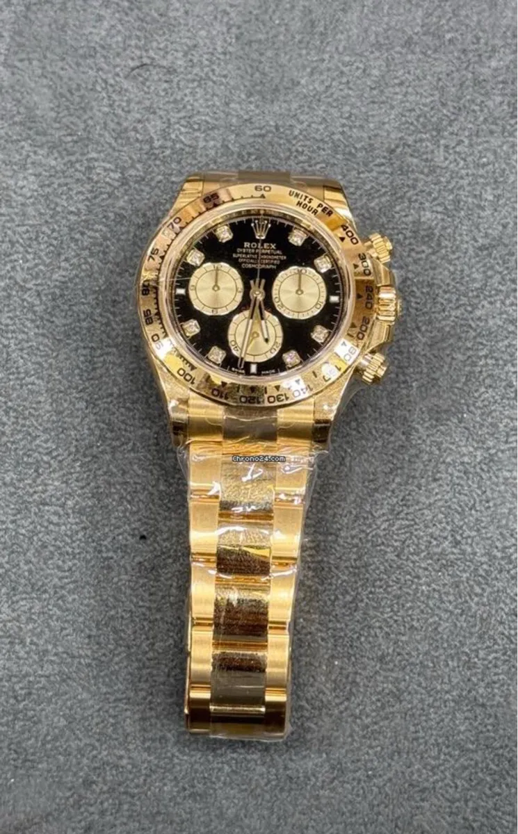 Men’s Rolex watch Daytona yellow gold withdiamonds - Image 1