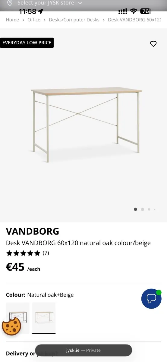 New JYSK Office Desk | VANDBORG 60x120 natural oak - Image 2