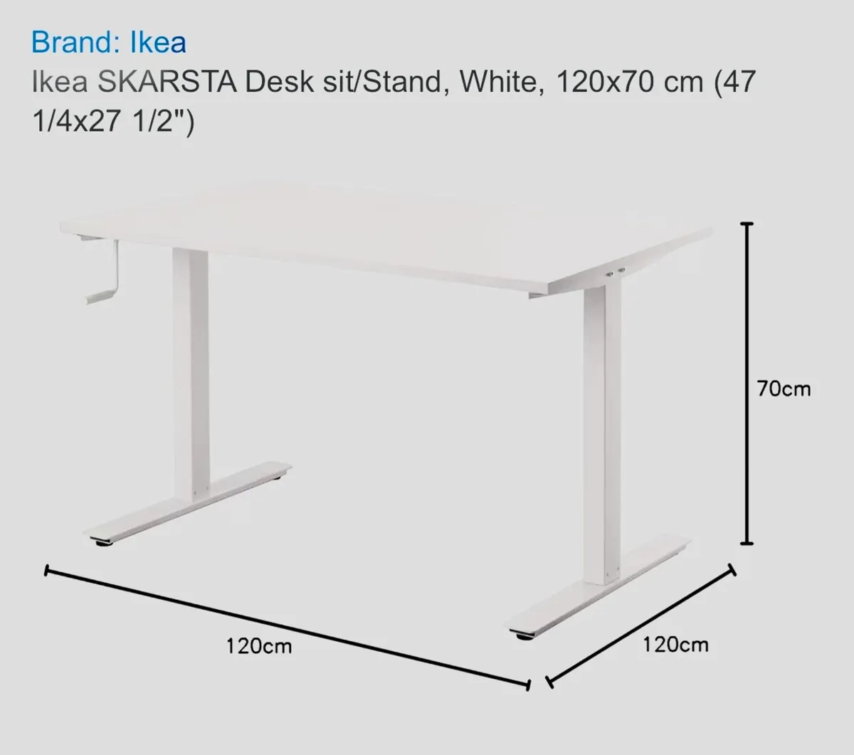 White Skarsta height adjustable desk plus Destop - Image 1