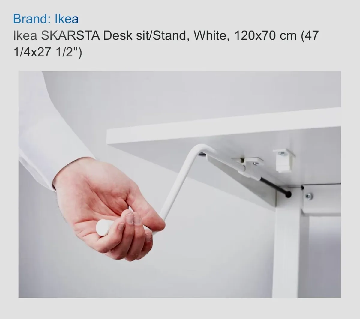 White Skarsta height adjustable desk plus Destop - Image 3