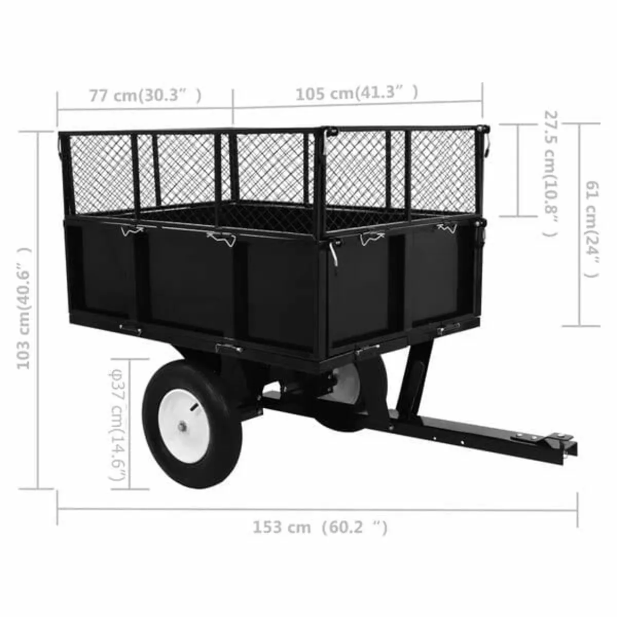 Tipping Trailer for Lawn Mower 300 kg Load - Image 4
