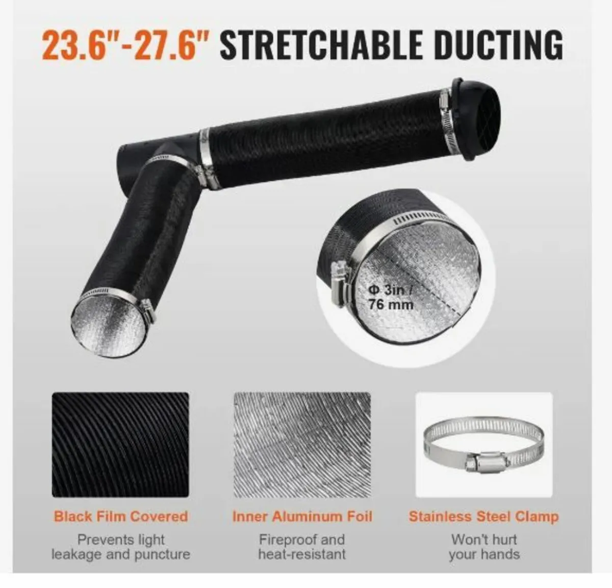 Diesel Heater Pipe Ducting Set, 76 mm Extendable - Image 4