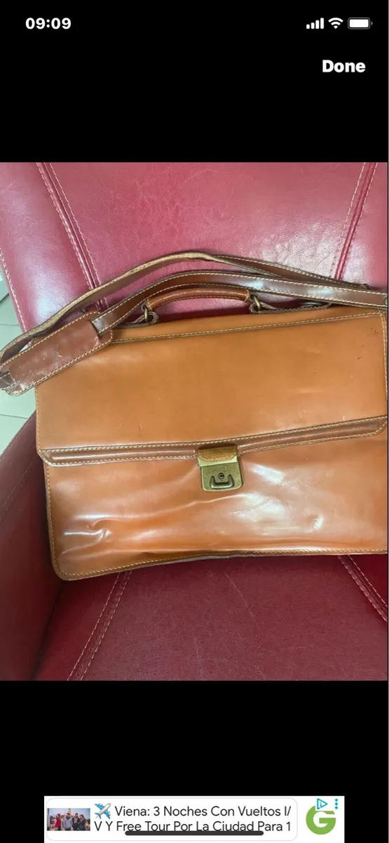Vintage Leather Briefcase/ Laptop Bag - Image 1