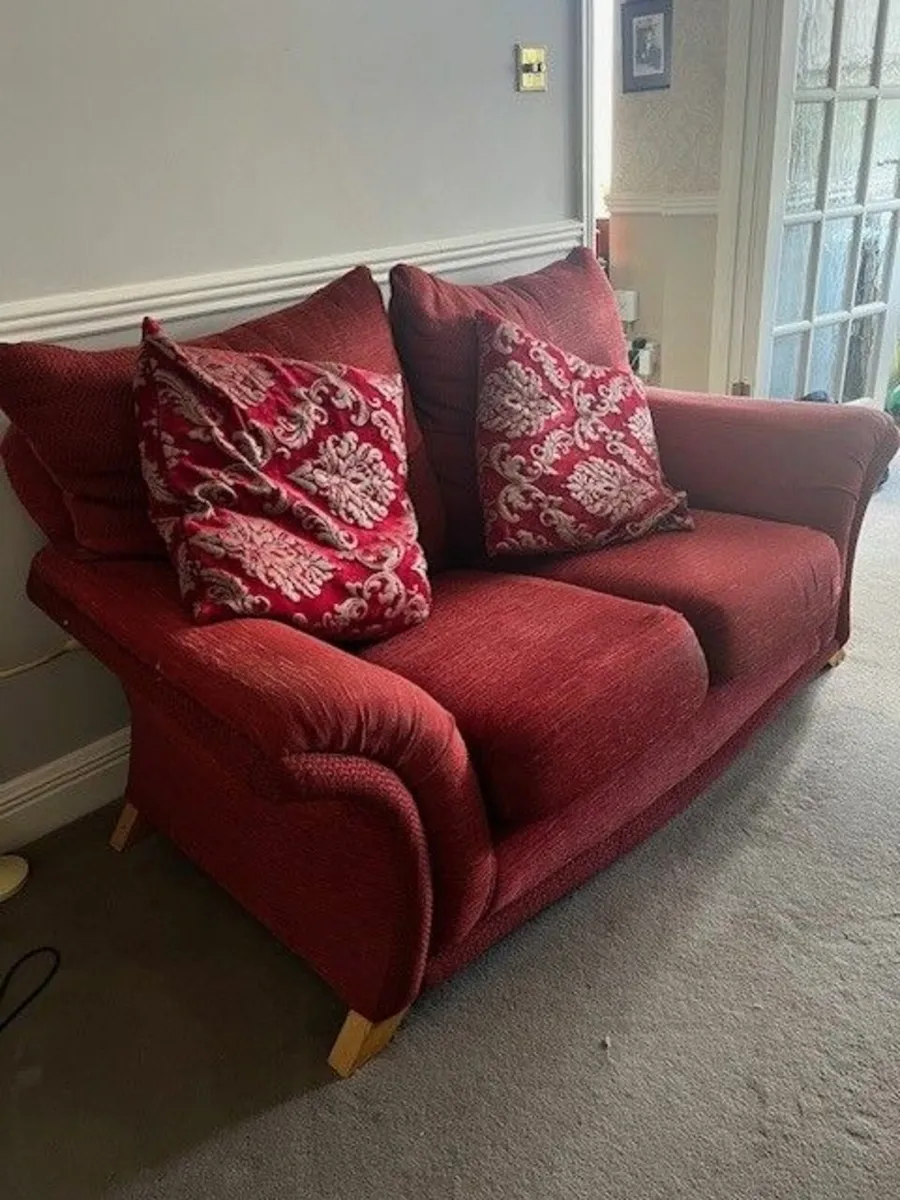 Red Sofa Set – 3 Matching Sofas (Excellent Conditi - Image 2