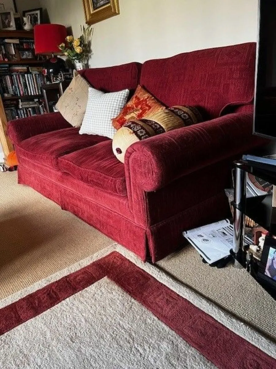 Red Sofa Set – 3 Matching Sofas (Excellent Conditi - Image 3