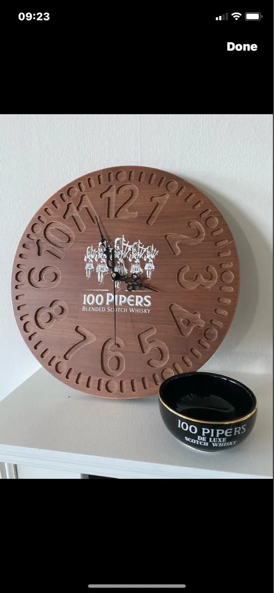 100 Pipers bar clock & Dish - Image 1