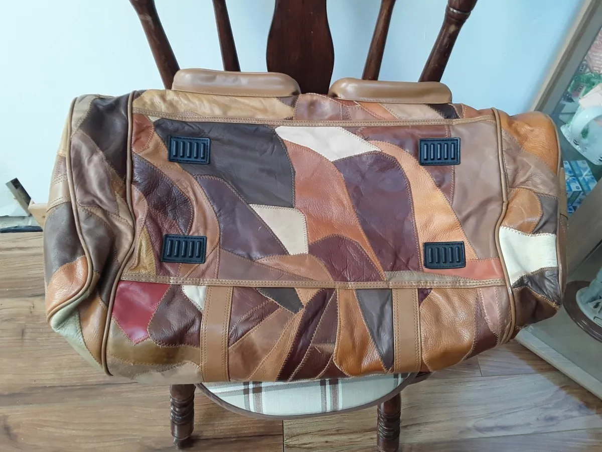 Useful pure leather patchwood travel bag - Image 3