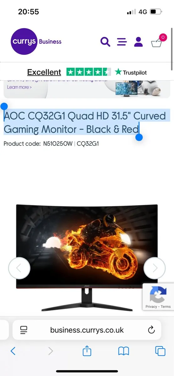 AOC CQ32G1 QUAD 31.5 Curved Gaming Monitor - Image 1