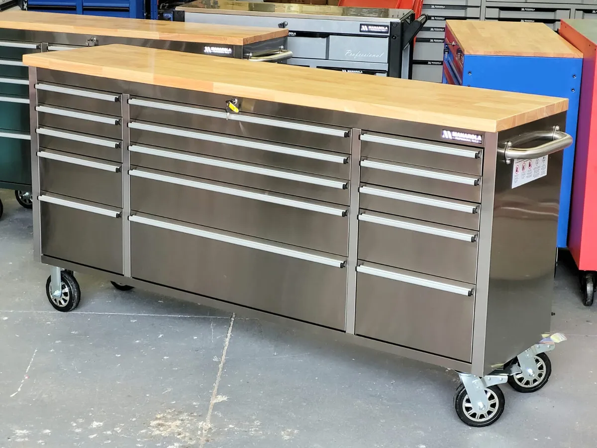 Manarola 72″ 15 Drawer Stainless Steel Tool Cabine - Image 2