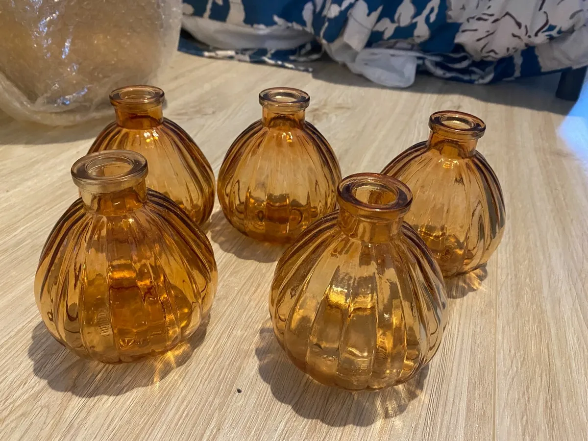 5 Small Glass Vases - Image 1